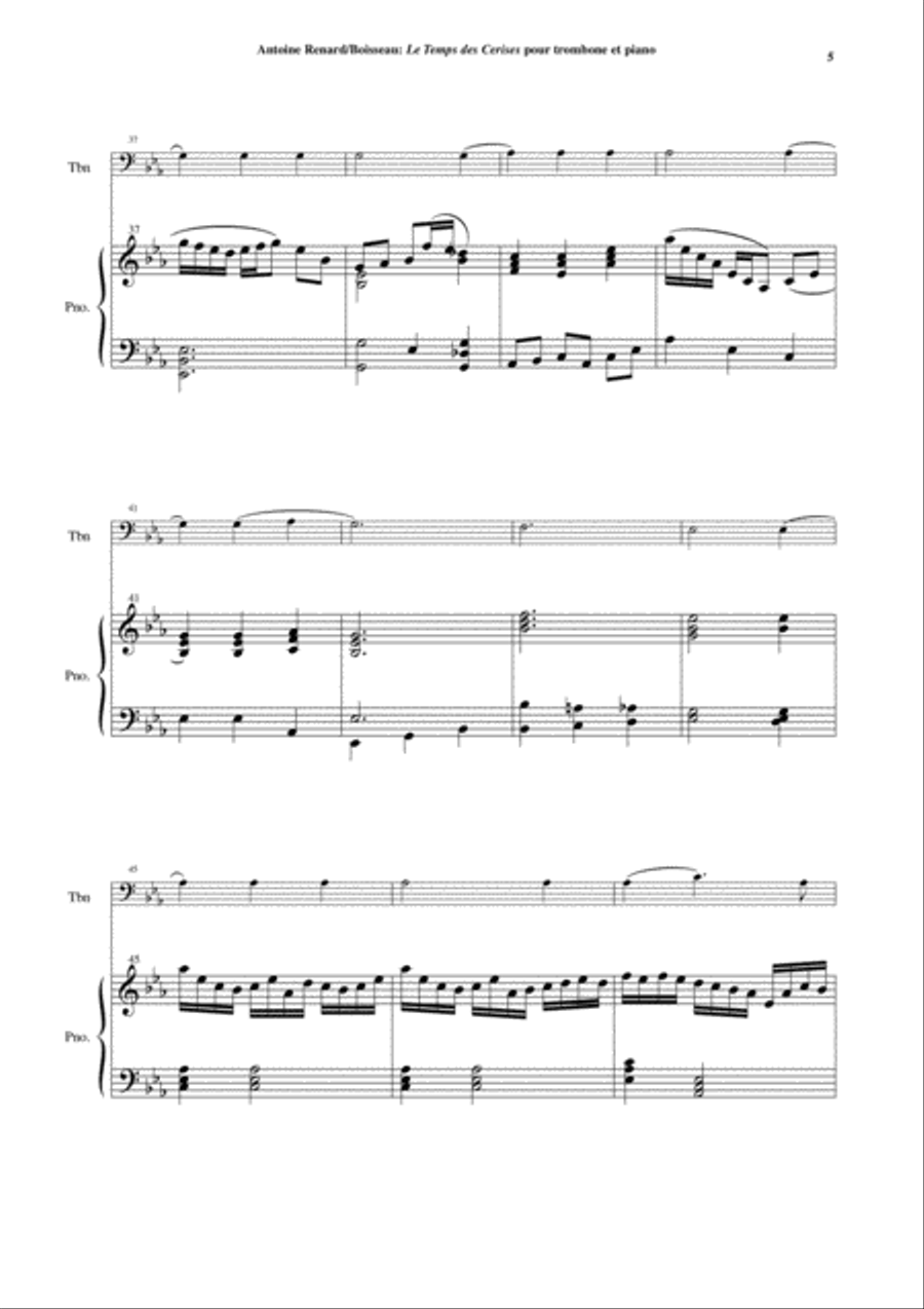 Antoine Renard: Le Temps des Cerises, arranged for trombone and piano Piano scores gallery preview page 5