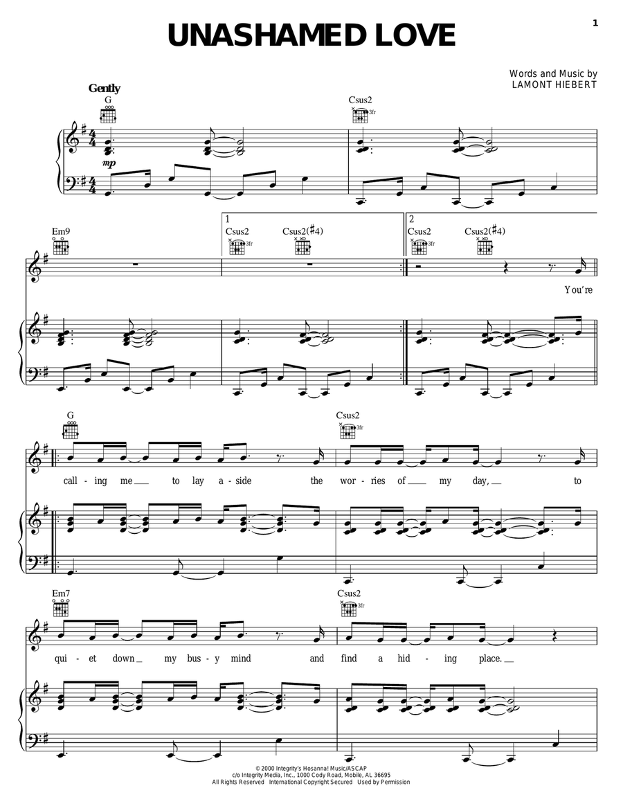 Unashamed Love Acoustic Guitar scores gallery preview page 1