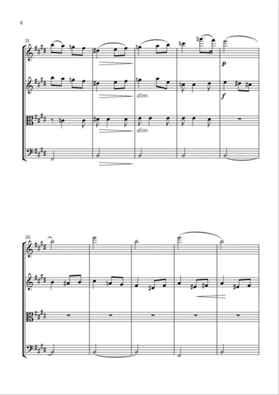 Salut d'Amour (Op. 12) - String Quartet String Quartet scores gallery preview page 4