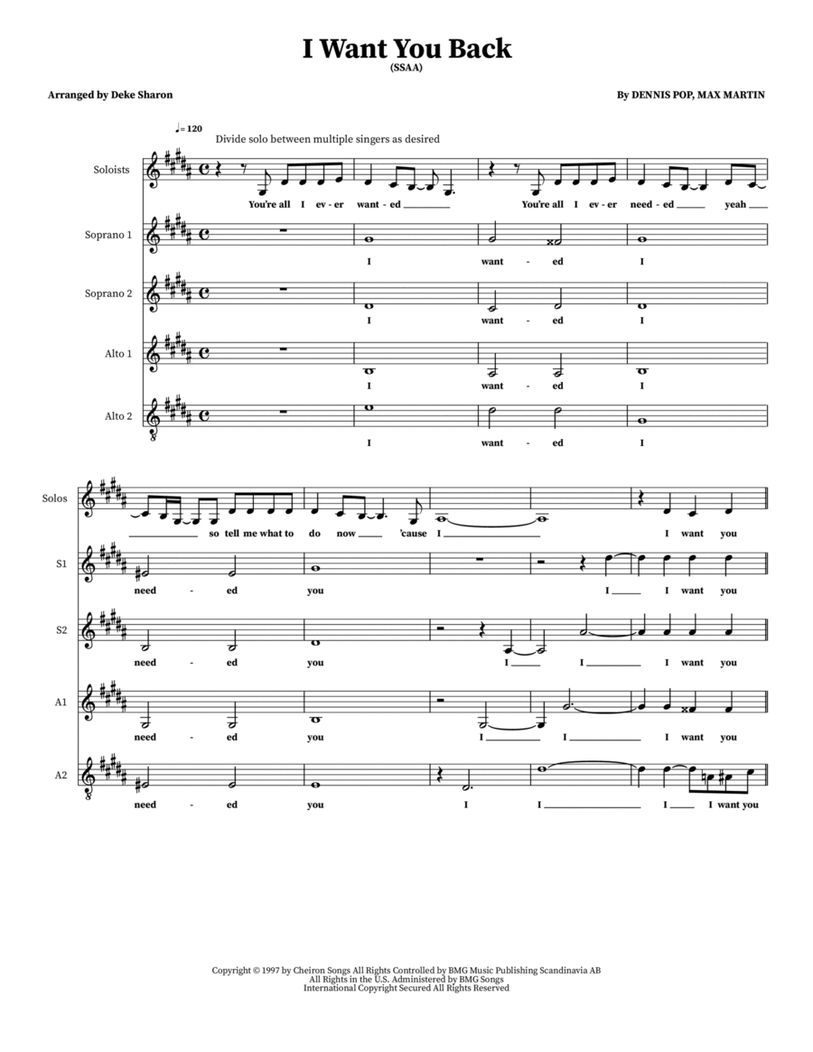 I Want You Back 4-Part scores gallery preview page 1