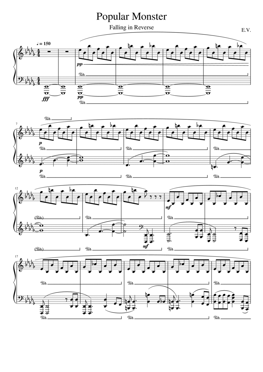 Popular Monster Piano Solo scores gallery preview page 1