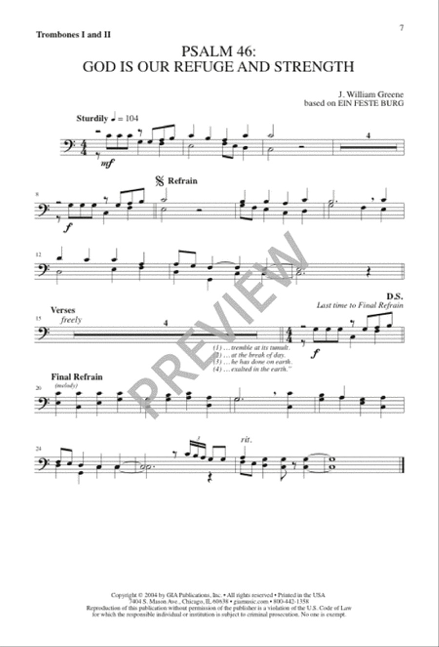 Psalm 46: God Is Our Refuge and Strength 4-Part scores gallery preview page 7