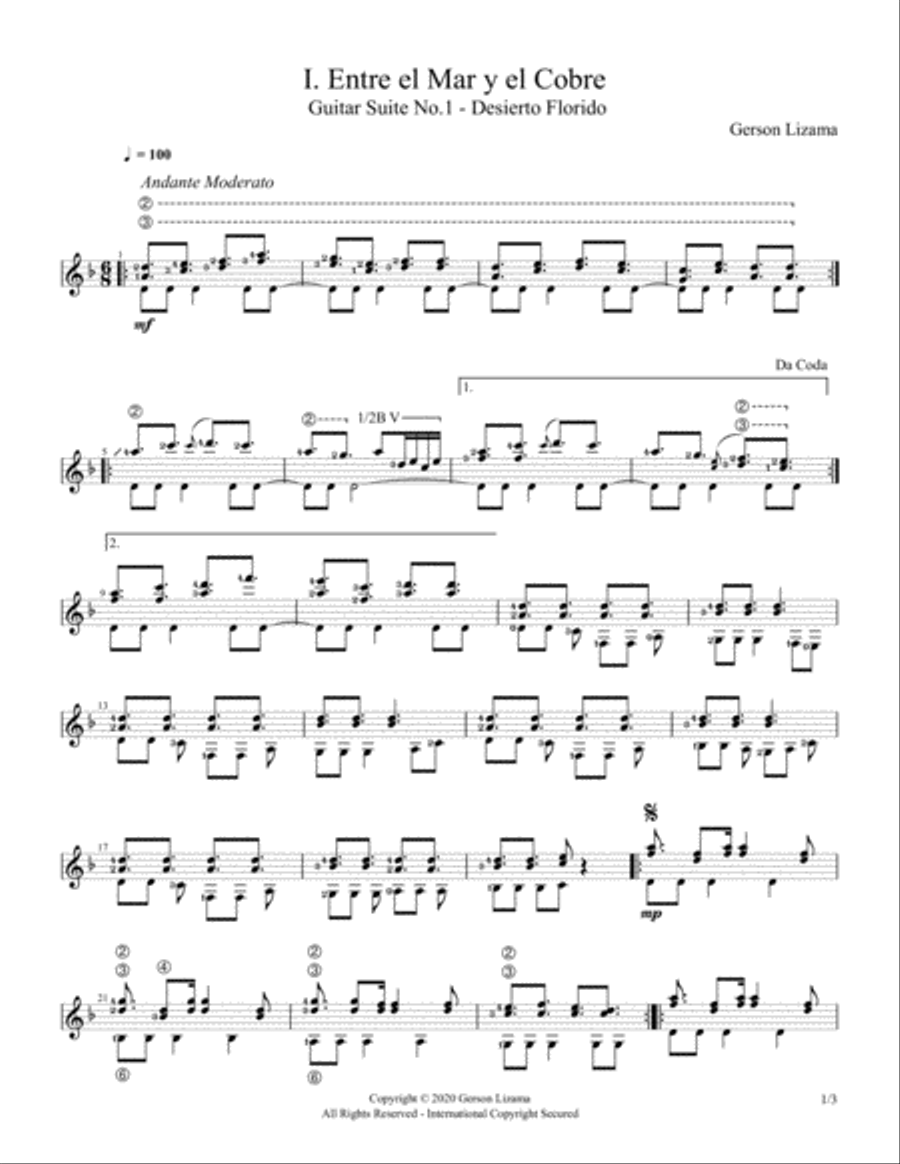 Gerson Lizama - Entre el Mar y el Cobre (Guitar Sheet Music) Acoustic Guitar scores gallery preview page 3
