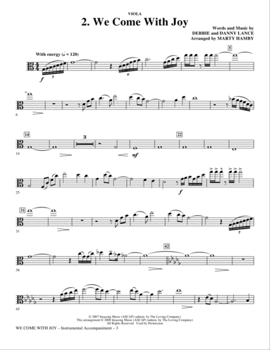 We Come With Joy Orchestration - Viola Choir scores gallery preview page 3