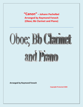 Book cover for Canon - Johann Pachebel - Oboe; Bb Clarinet and Piano - Intermediate Level