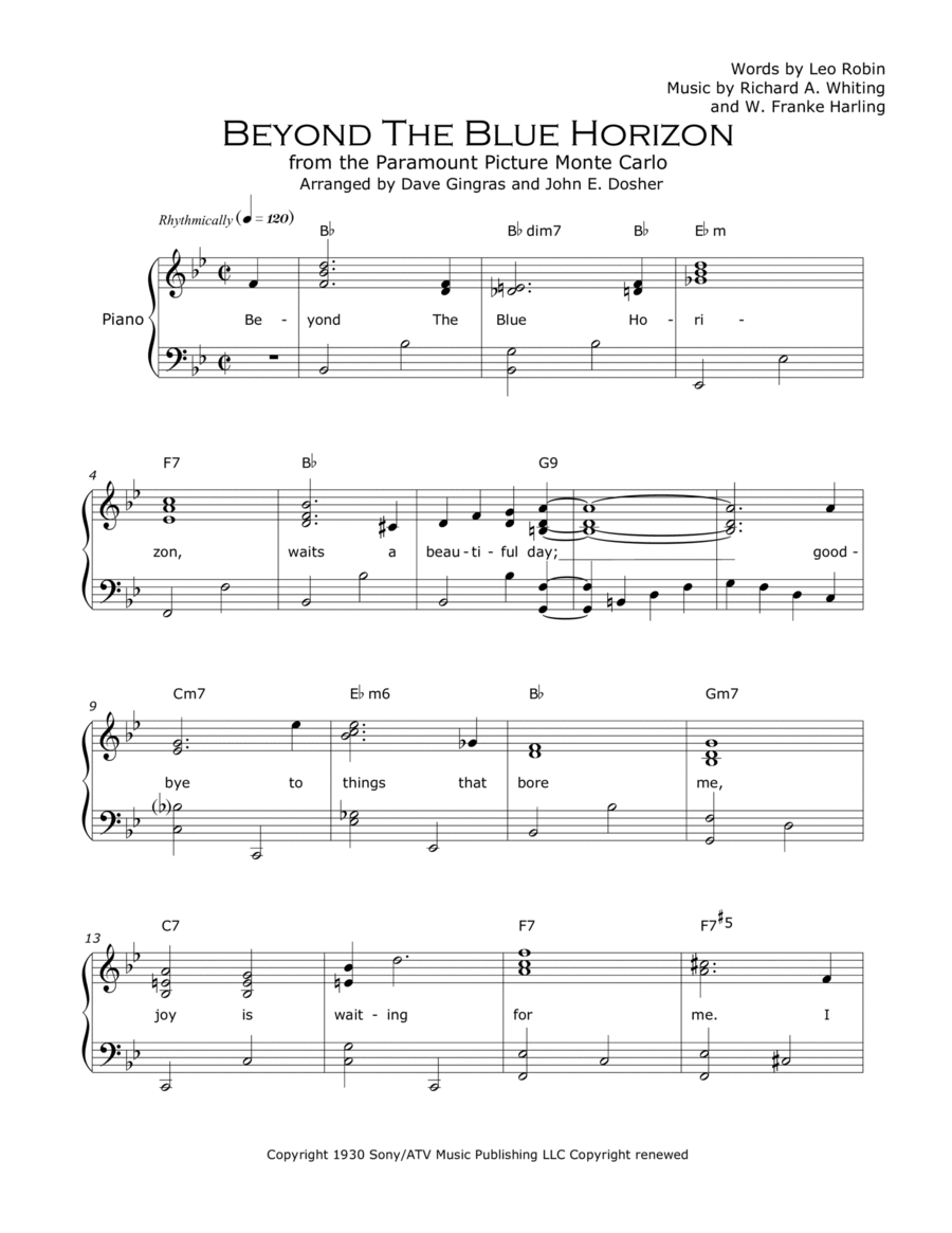 Beyond The Blue Horizon Voice scores gallery preview page 1