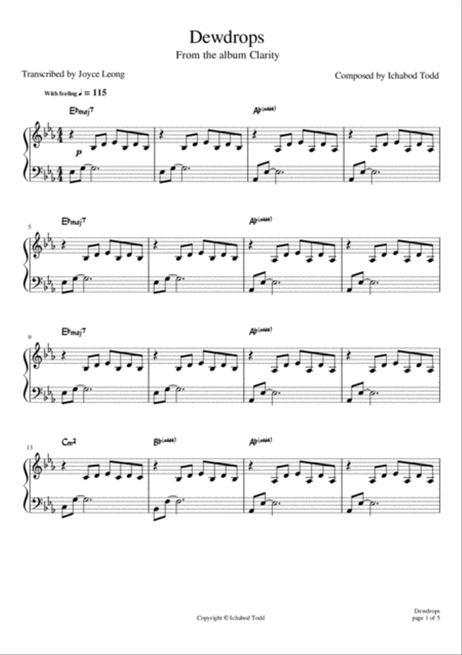 Dewdrops Piano Solo - Digital Sheet Music