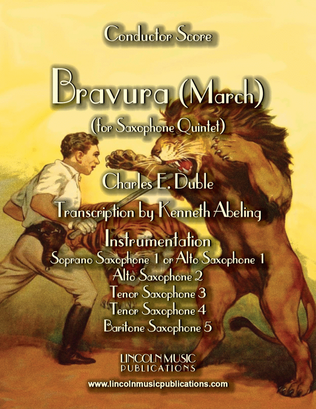 Book cover for March – “Bravura” (for Saxophone Quintet SATTB or AATTB)