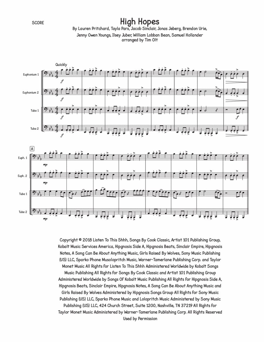 High Hopes High Hopes Brass Quartet scores gallery preview page 1