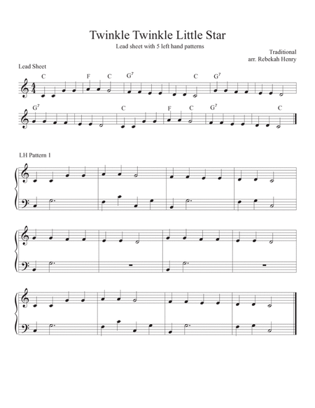 Twinkle Twinkle Little Star (Lead sheet with LH patterns) image number null