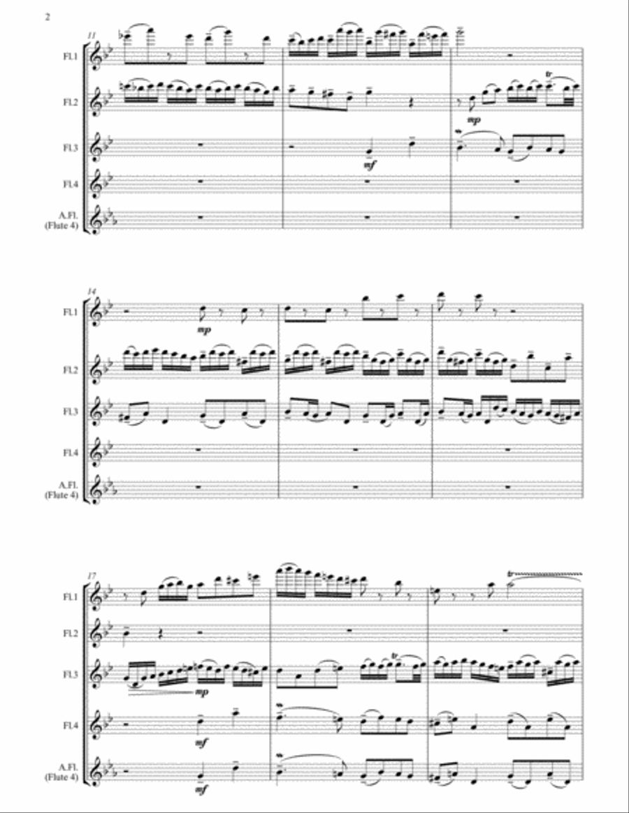 Little Fugue in G minor arranged for Flute Quartet Flute Quartet scores gallery preview page 3