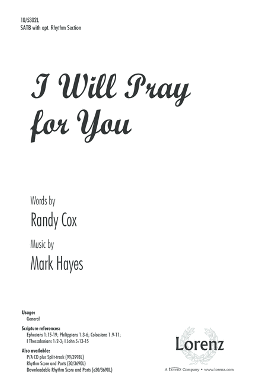 I Will Pray for You 4-Part scores gallery preview page 1