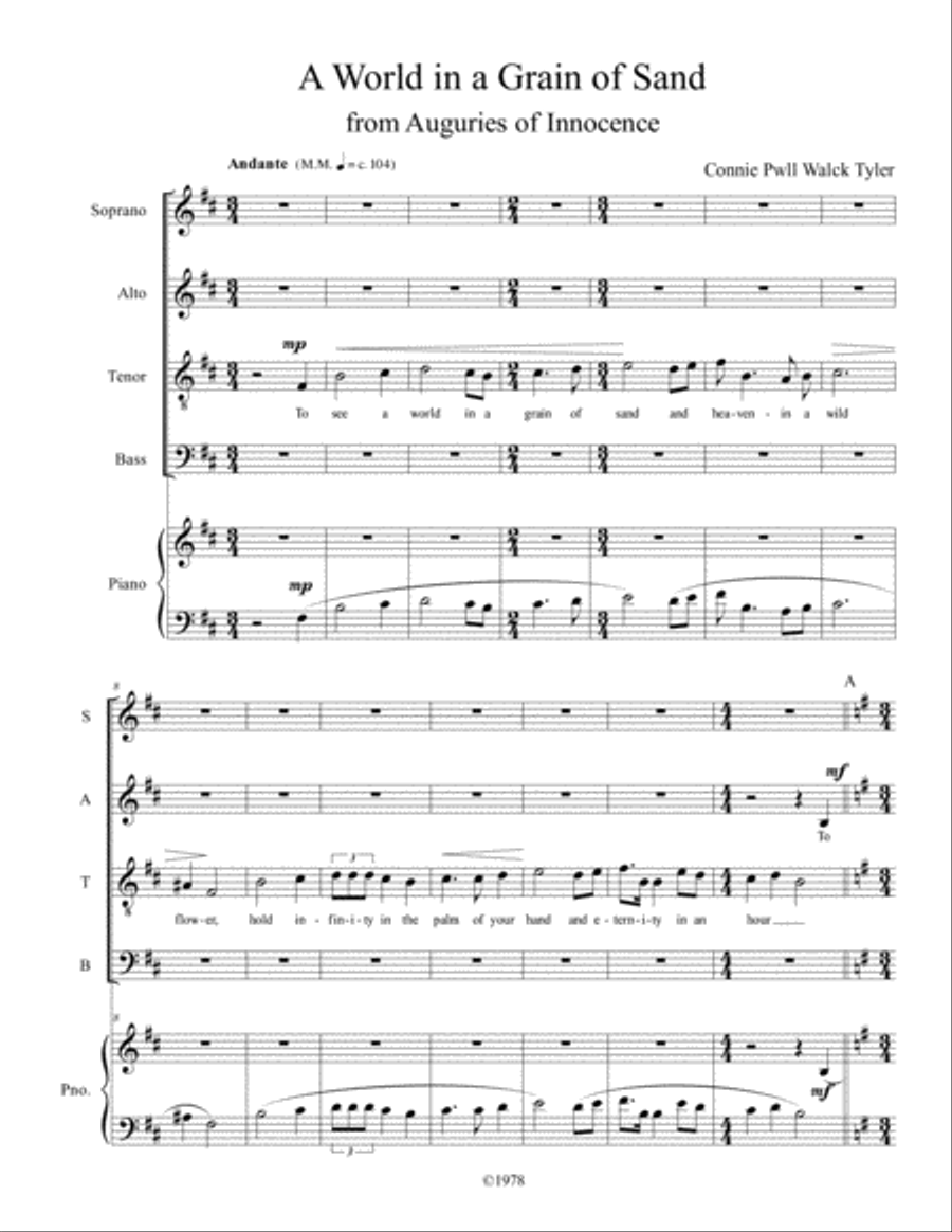 A World in a Grain of Sand 4-Part scores gallery preview page 1