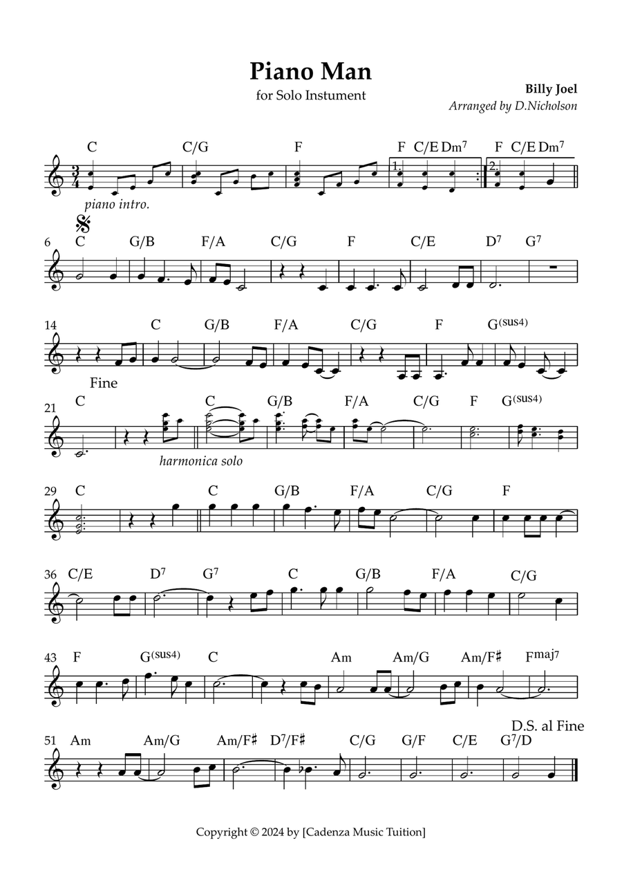 Piano Man Piano scores gallery preview page 1