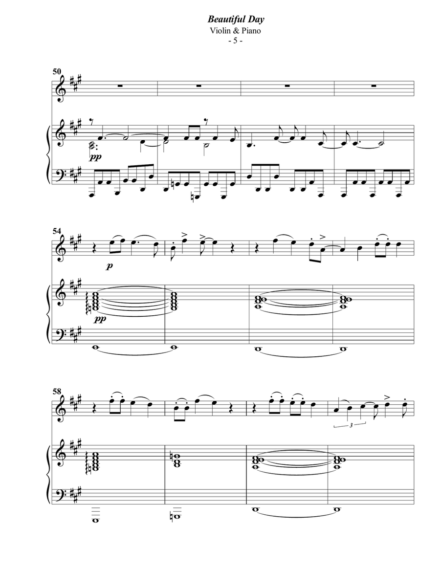 Beautiful Day Violin Solo scores gallery preview page 5