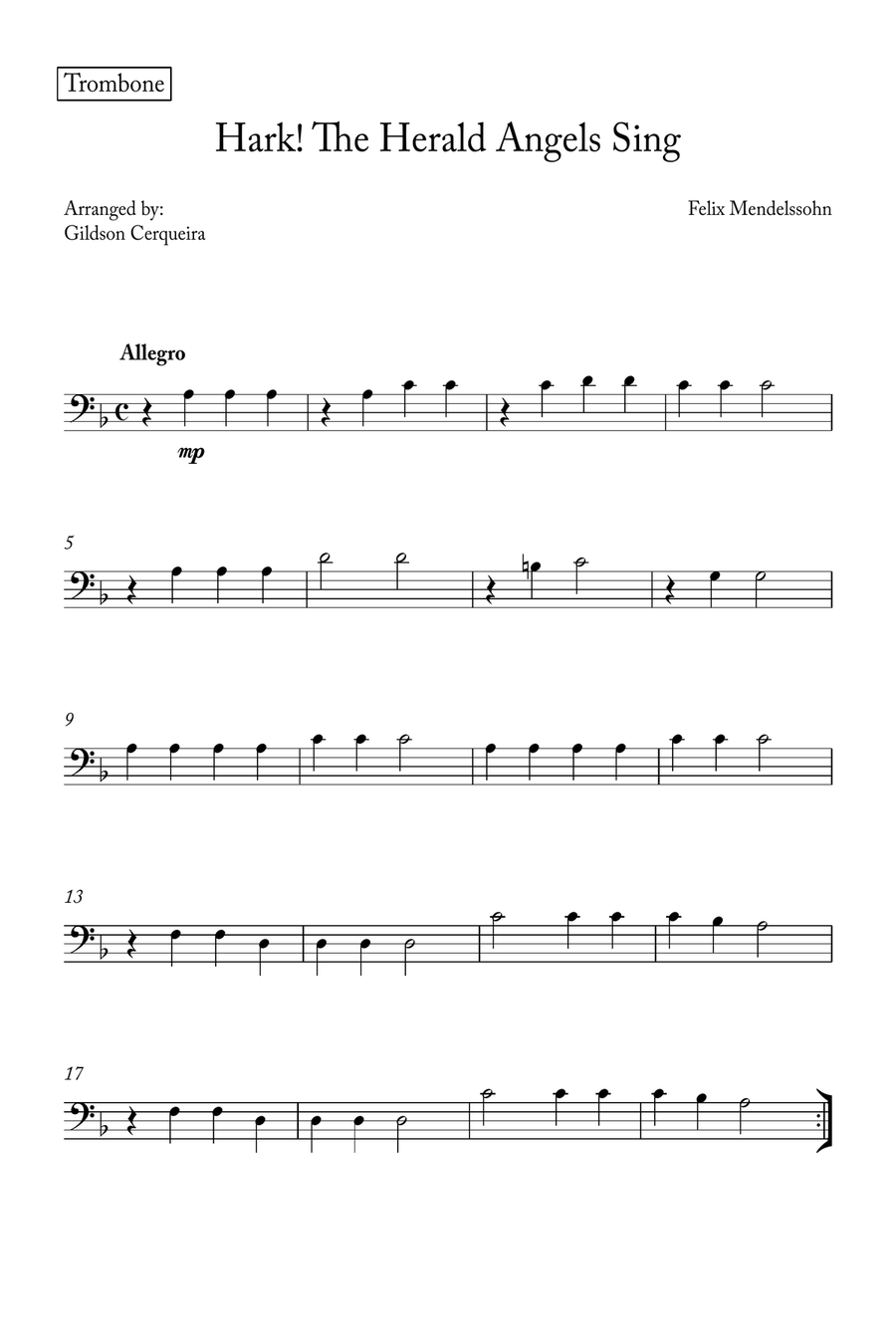 Hark! The Herald Angels Sing Brass Quartet scores gallery preview page 5