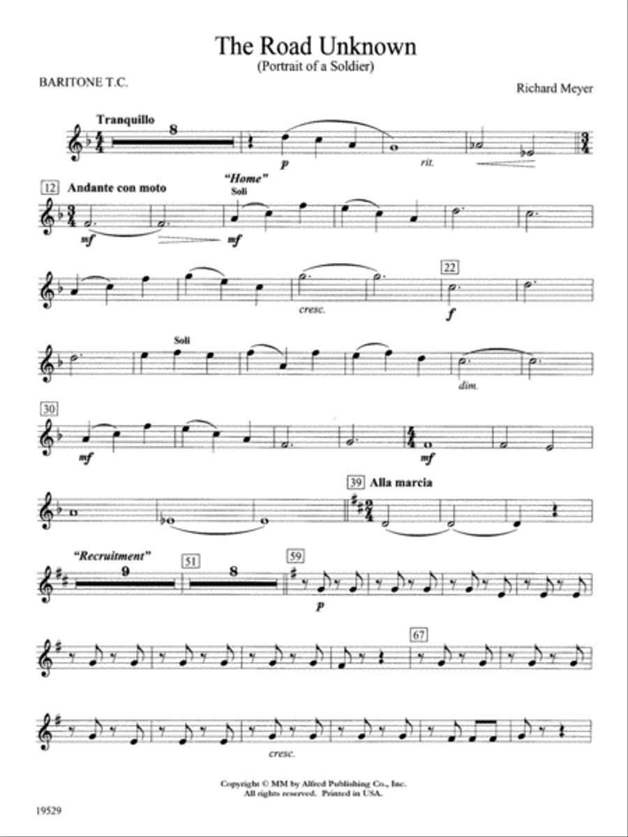 The Road Unknown: Baritone T.C. Concert Band scores gallery preview page 1