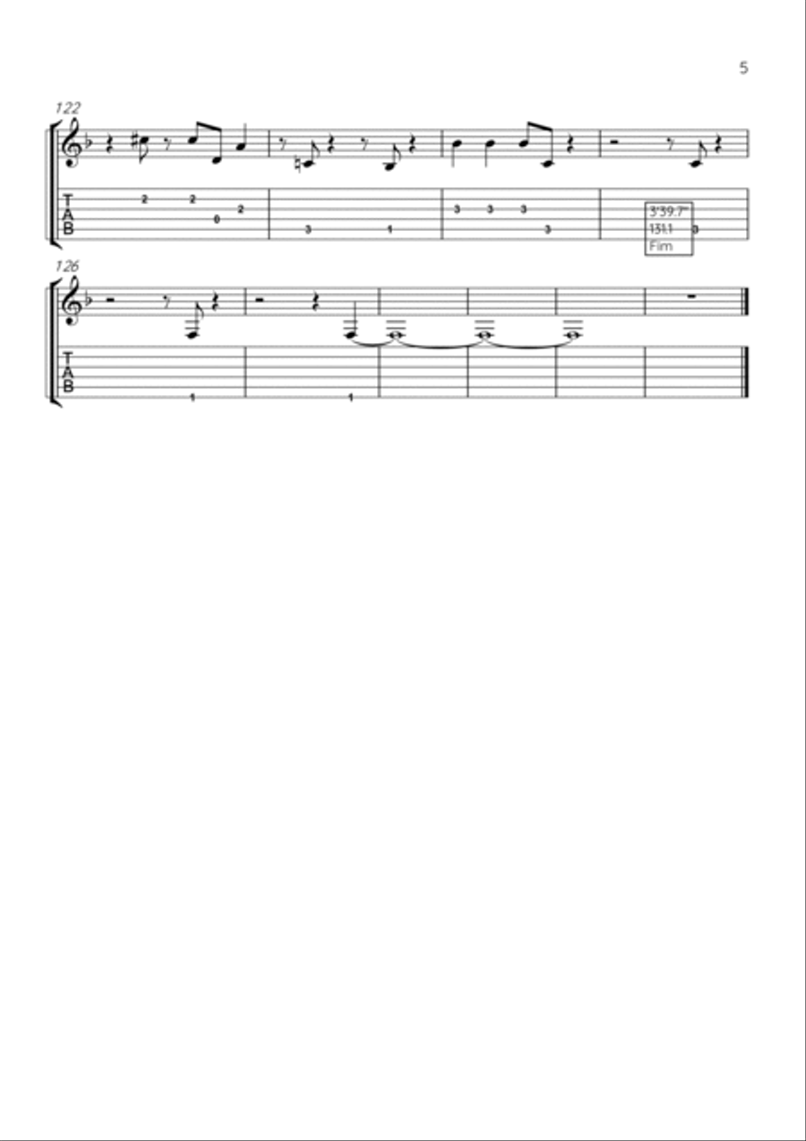 Butterfly Butterfly Guitar Tablature scores gallery preview page 5