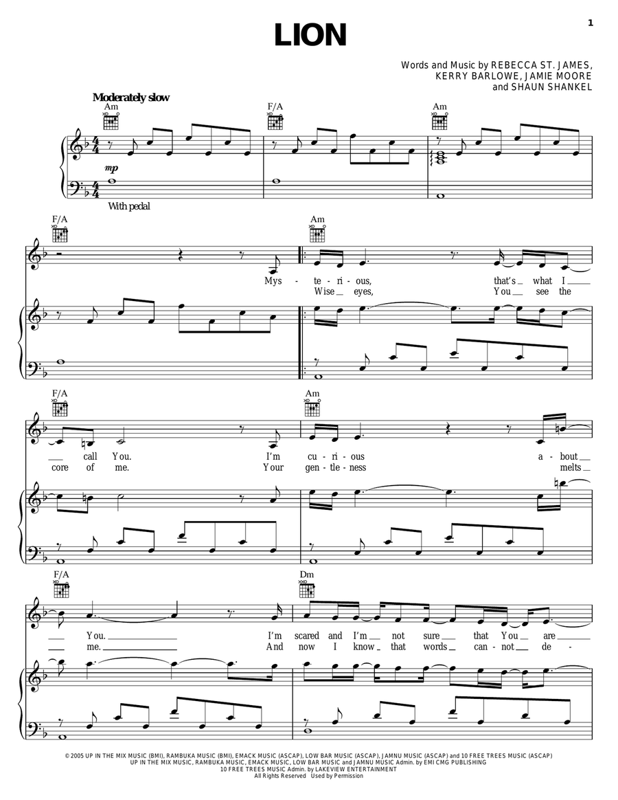 Lion Acoustic Guitar scores gallery preview page 1