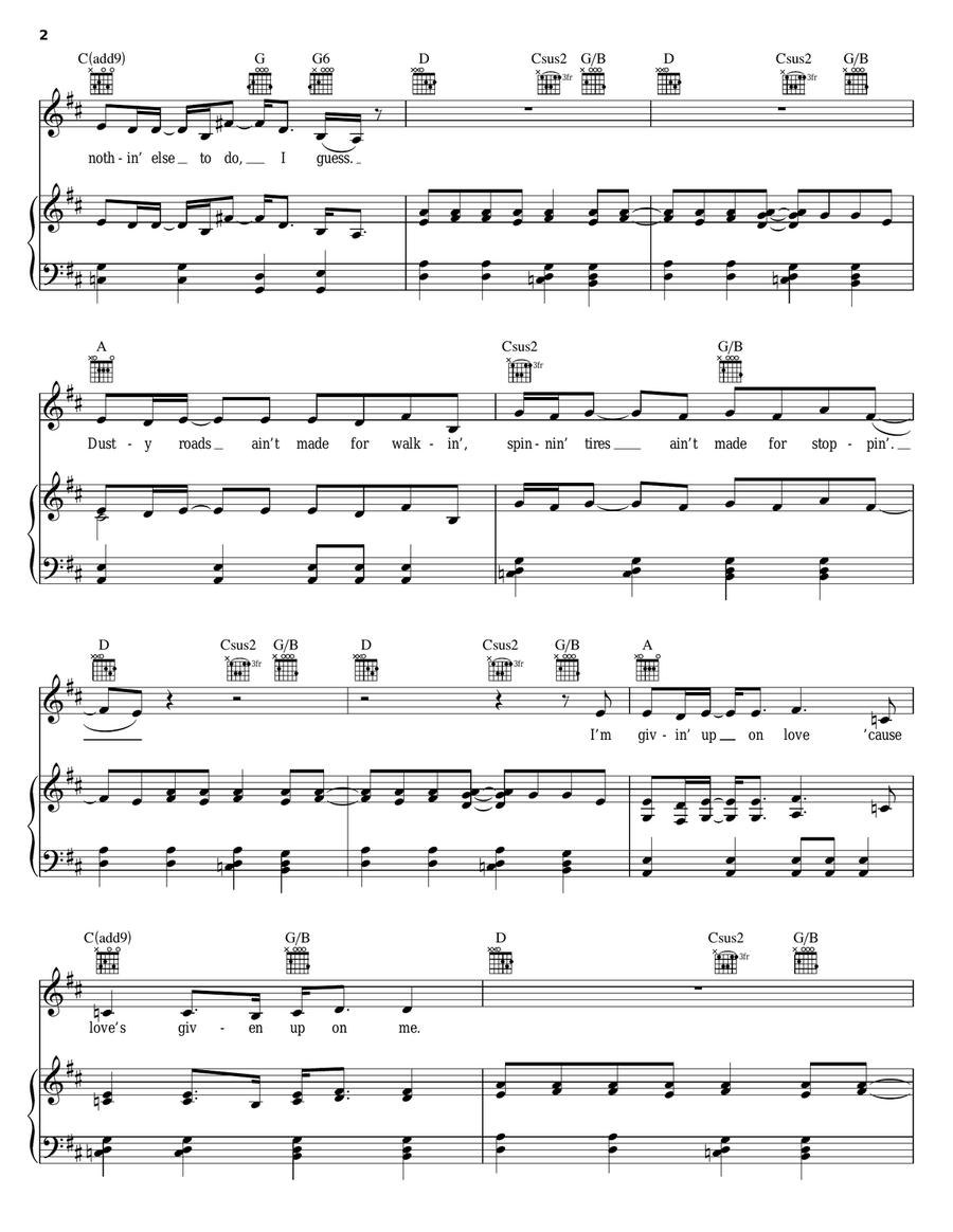 Kerosene Piano, Vocal, Guitar scores gallery preview page 2