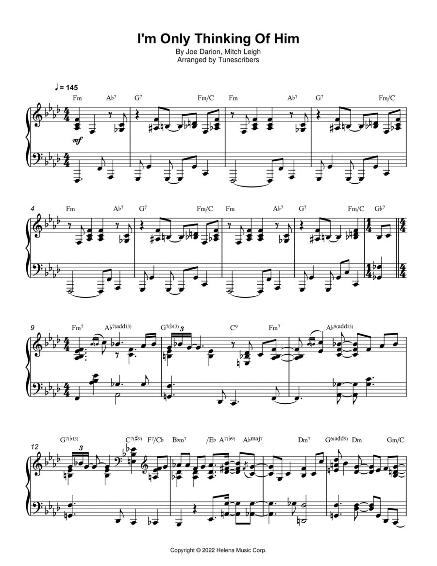 I'm Only Thinking Of Him Piano Solo scores gallery preview page 1