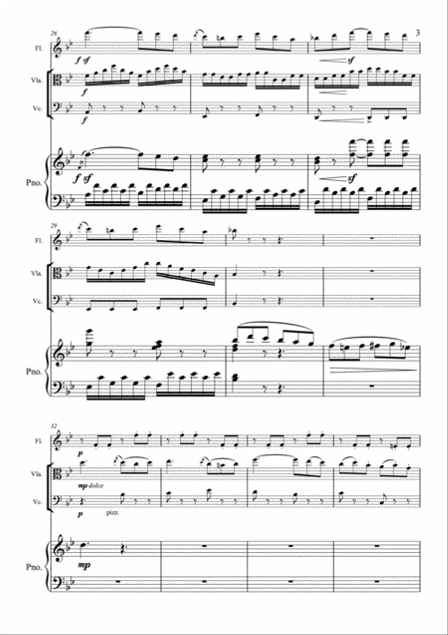 Beethoven - Rondo Op.49 - Flute, Viola, Cello, Piano Piano Quartet Small Ensemble scores gallery preview page 3