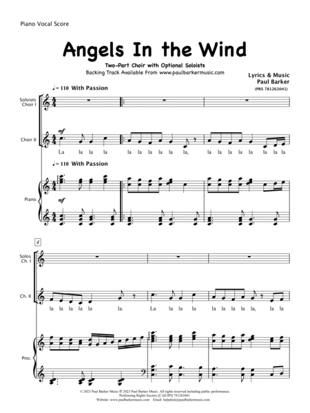 Angels In The Wind (Piano/Vocal Score) image number null