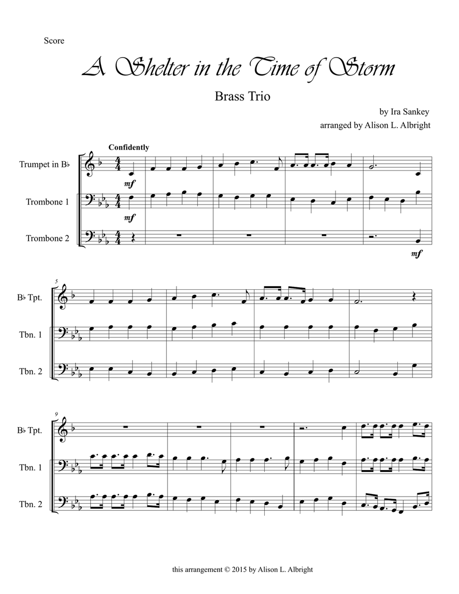 A Shelter in the Time of Storm - Brass Trio (trumpet, 2 trombones) Brass Trio scores gallery preview page 1