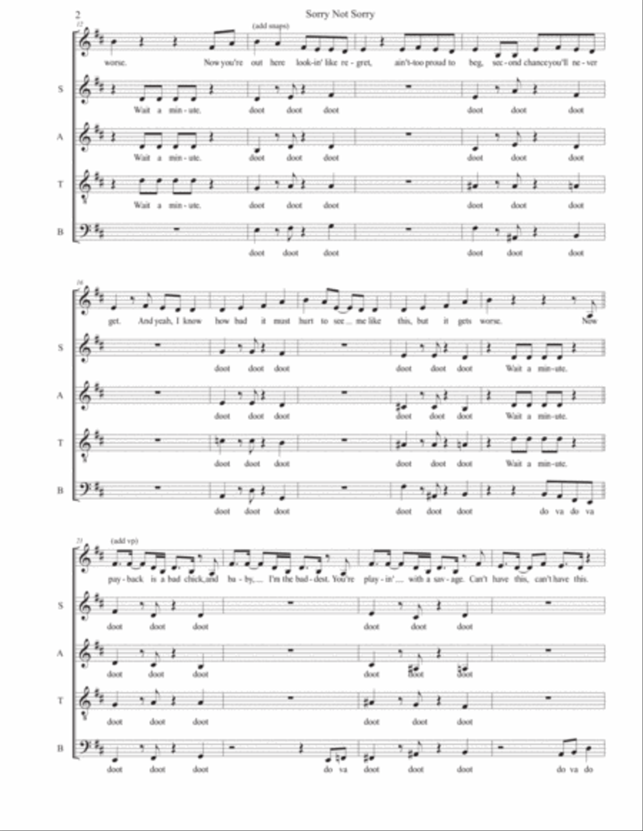Sorry Not Sorry 4-Part scores gallery preview page 2