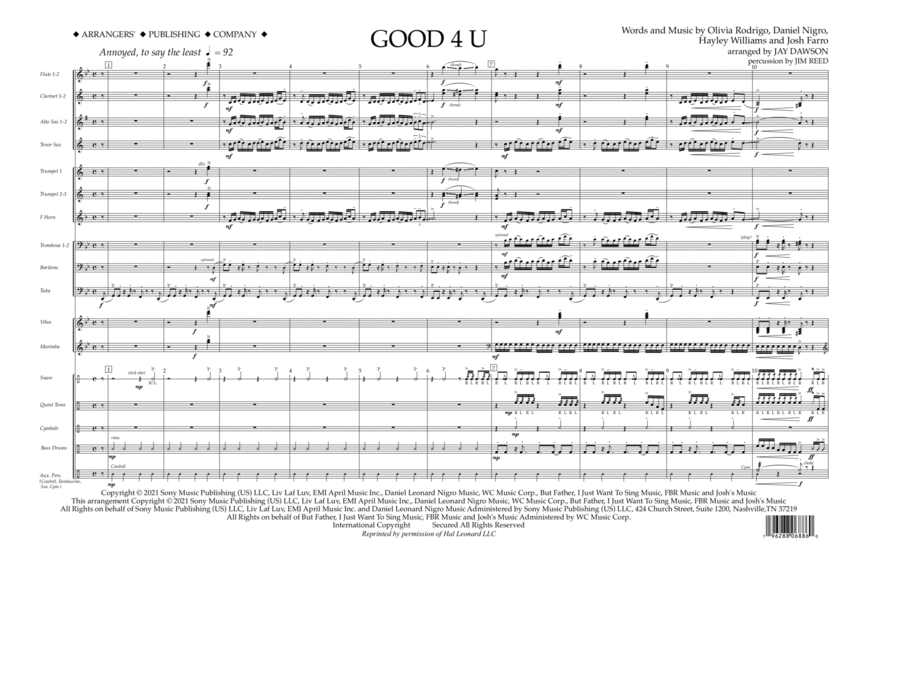 good 4 u (arr. Jay Dawson) - Full Score