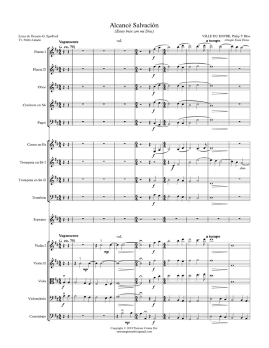 Alcancé Salvación (Estoy bien con mi Dios)-Is is well with my Soul Large Ensemble scores gallery preview page 1