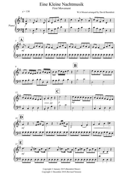 Eine Kleine Nachtmusik (1st movement) for Piano Solo image number null