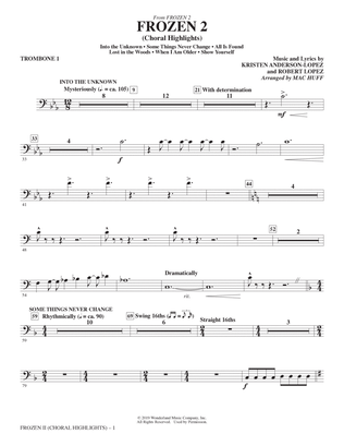 Frozen 2 (Choral Highlights) (arr. Mac Huff) - Trombone 1