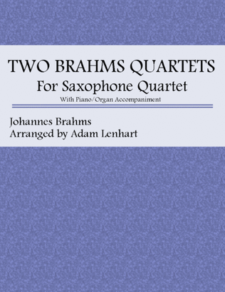 Book cover for Two Brahms Quartets for Saxophone Quartet