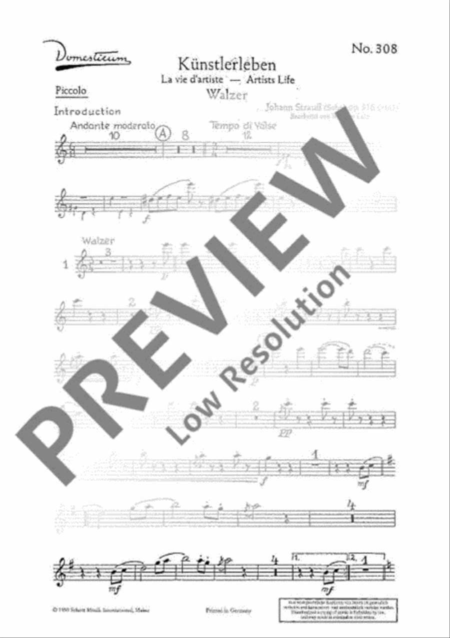 Künstlerleben Künstlerleben Orchestra scores gallery preview page 2