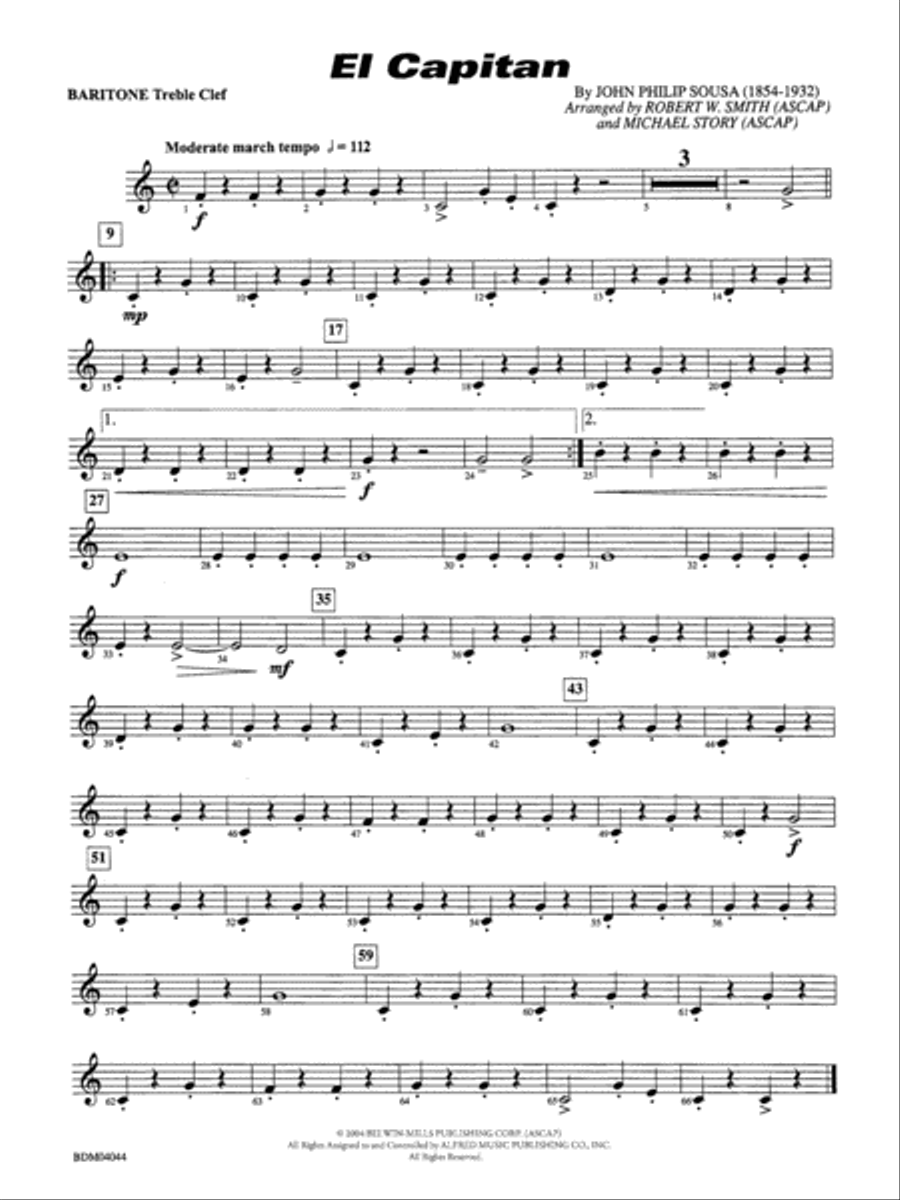 El Capitan: Baritone T.C. Concert Band scores gallery preview page 1