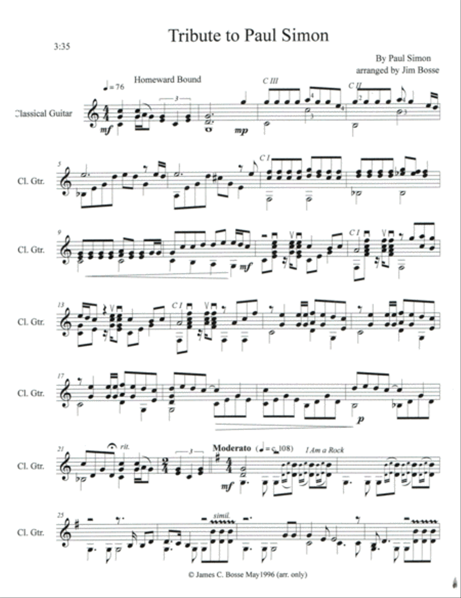 Homeward Bound Homeward Bound Electric Guitar scores gallery preview page 1
