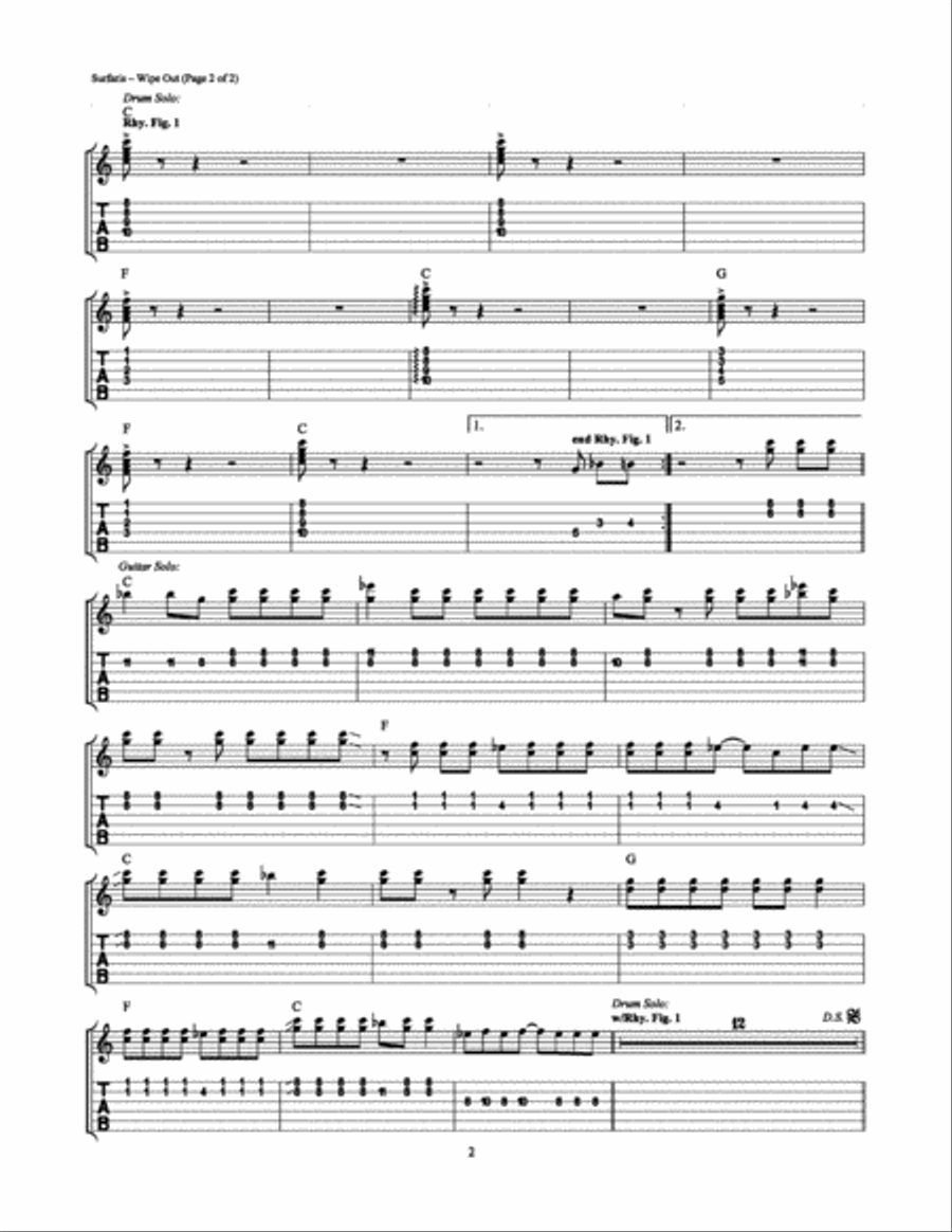Wipe Out Electric Guitar scores gallery preview page 2