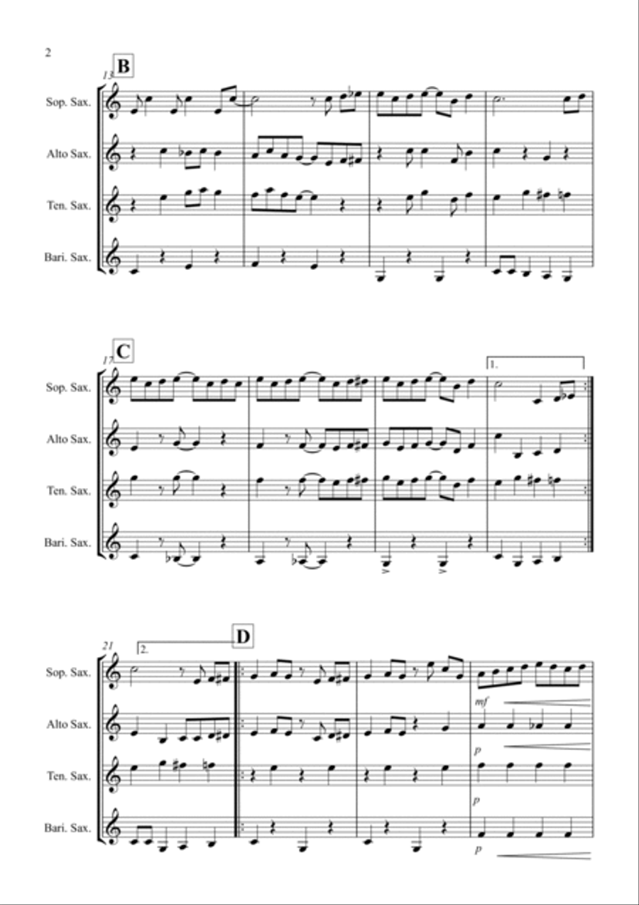 The Entertainer for Saxophone Quartet The Entertainer for Saxophone Quartet Saxophone Quartet scores gallery preview page 2