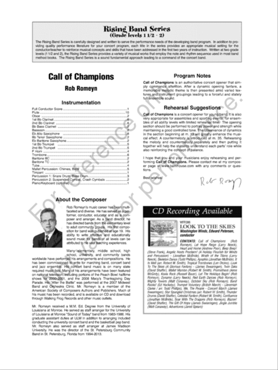 Call Of Champions Concert Band scores gallery preview page 3