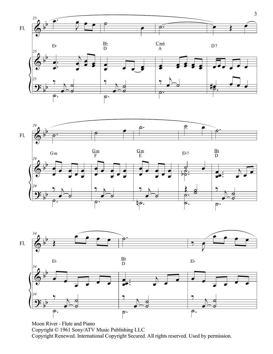 Moon River Flute Solo scores gallery preview page 3