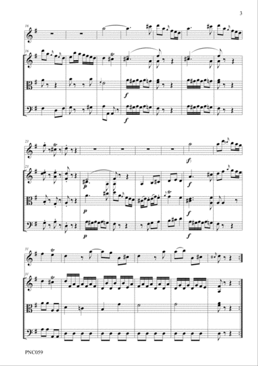 HAYDN QUARTETTO No. 2 in G MAJOR Hob II: G4 for flute & strings Small Ensemble scores gallery preview page 3