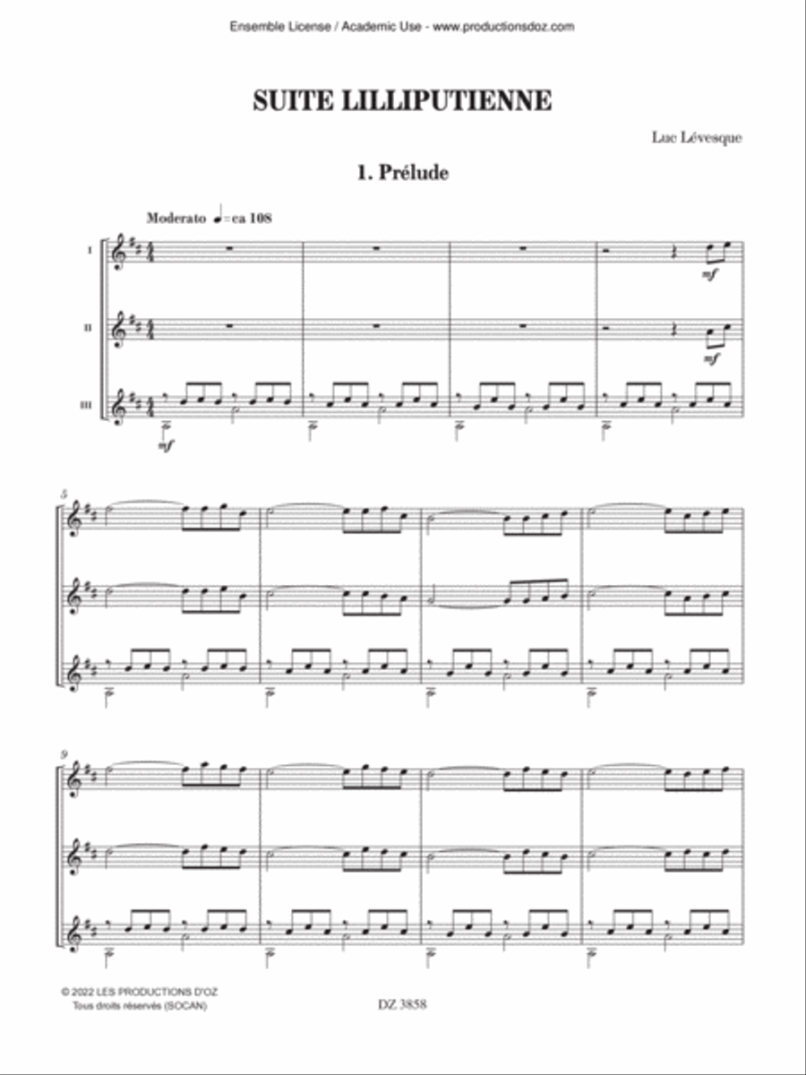 Suite Lilliputienne Guitar Ensemble scores gallery preview page 3