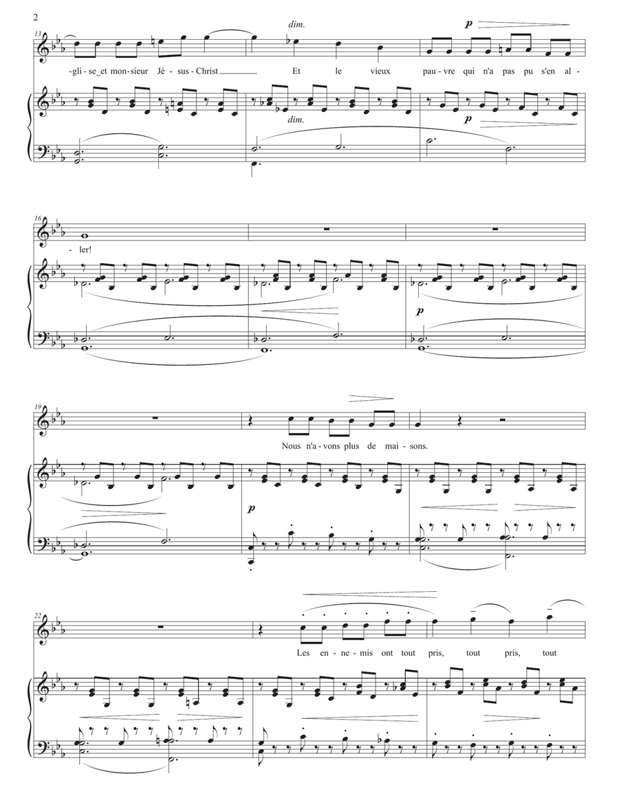 DEBUSSY: Noël des enfants qui n'ont plus de maisons (transposed to C minor) Piano, Vocal scores gallery preview page 3