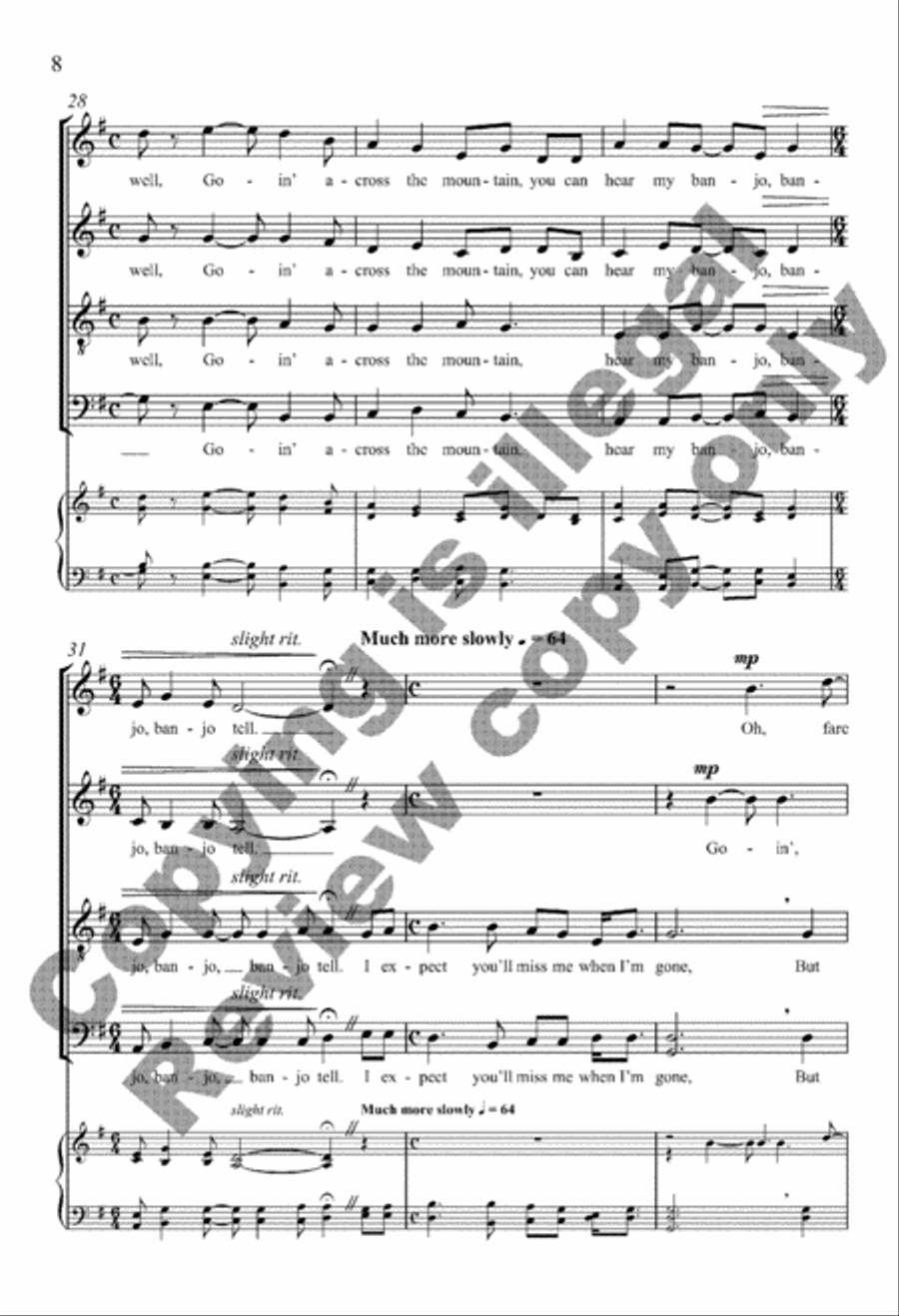 Going Across the Mountain 4-Part scores gallery preview page 17