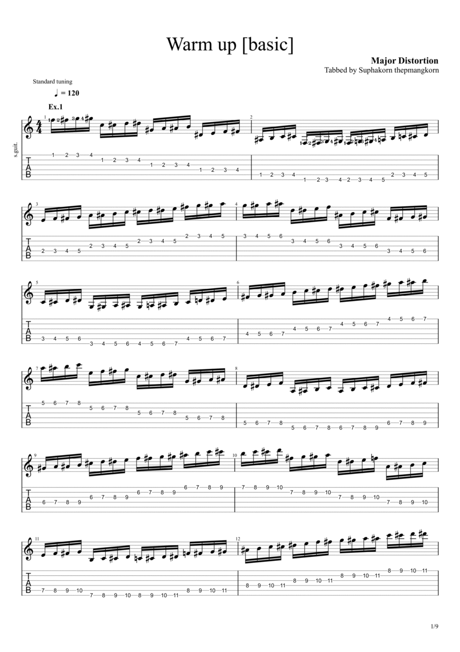 Guitar Chromatic Warmup Exercise [Basic] Electric Guitar scores gallery preview page 1