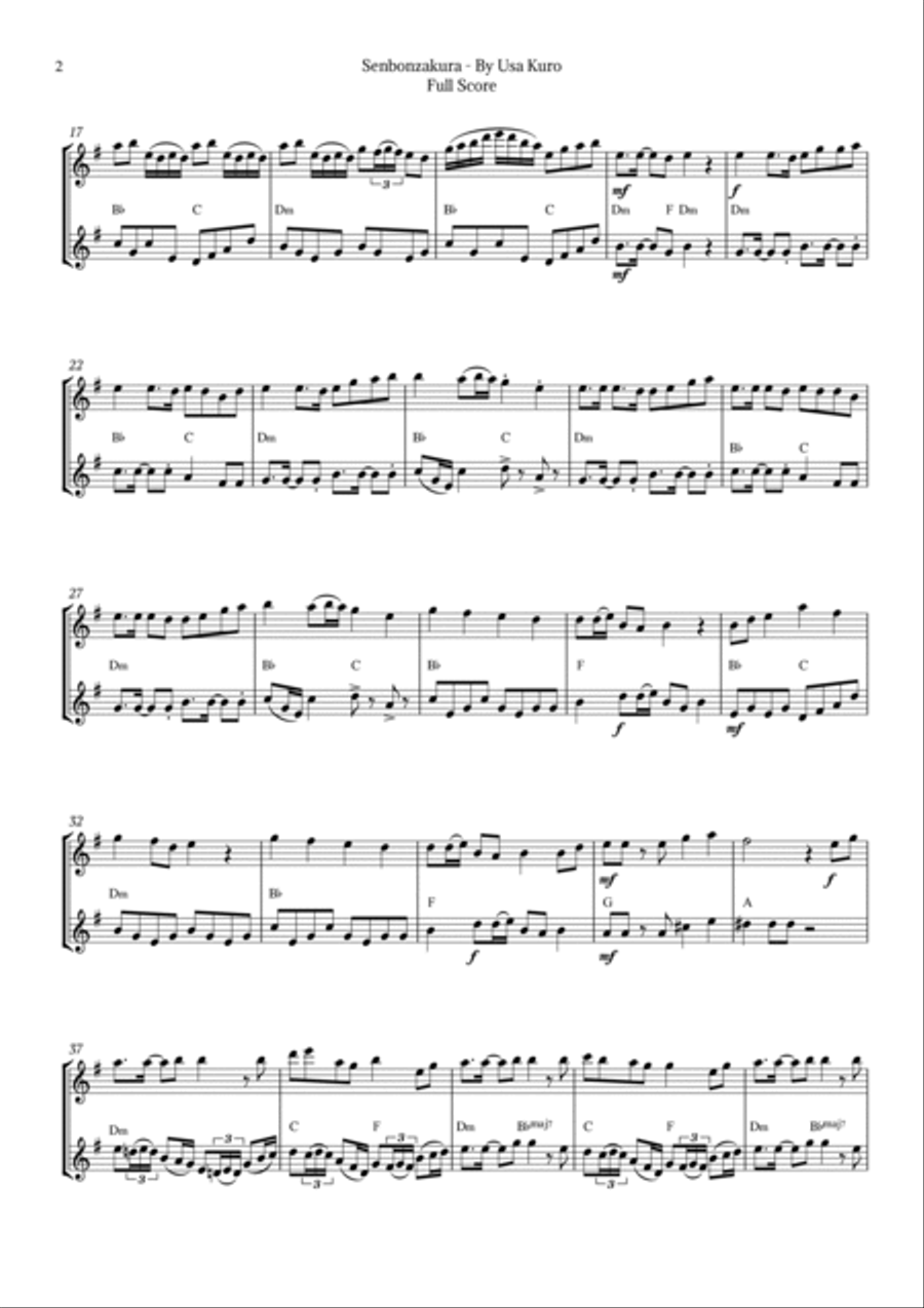Senbonzakura Clarinet Duet scores gallery preview page 2