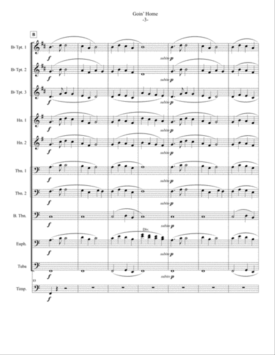 Goin’ Home by Antonin Dvorak for Brass Ensemble Brass Ensemble scores gallery preview page 5