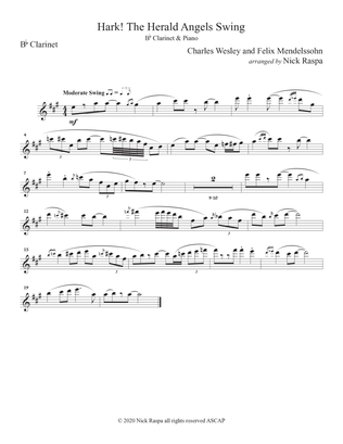 Hark! The Herald Angels Swing - (B Flat Clarinet & Piano) - Clarinet part