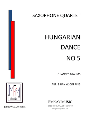 Book cover for HUNGARIAN DANCE NO 5 - SAXOPHONE QUARTET